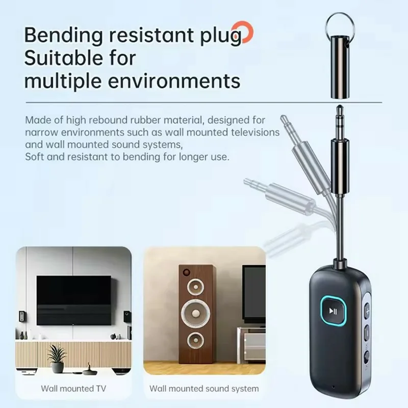 C49 Ricevitore e Trasmettitore 2 in 1 APTX Adattatore Wireless Bluetooth 5.2 Vivavoce con Jack Aux 3,5 mm