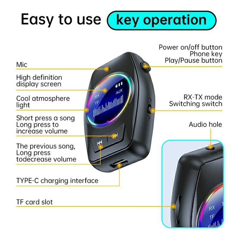 Bluetooth-compatible 5.4 Audio Receiver Transmitter 2 in 1 Adapter For Wireless Audio Streaming