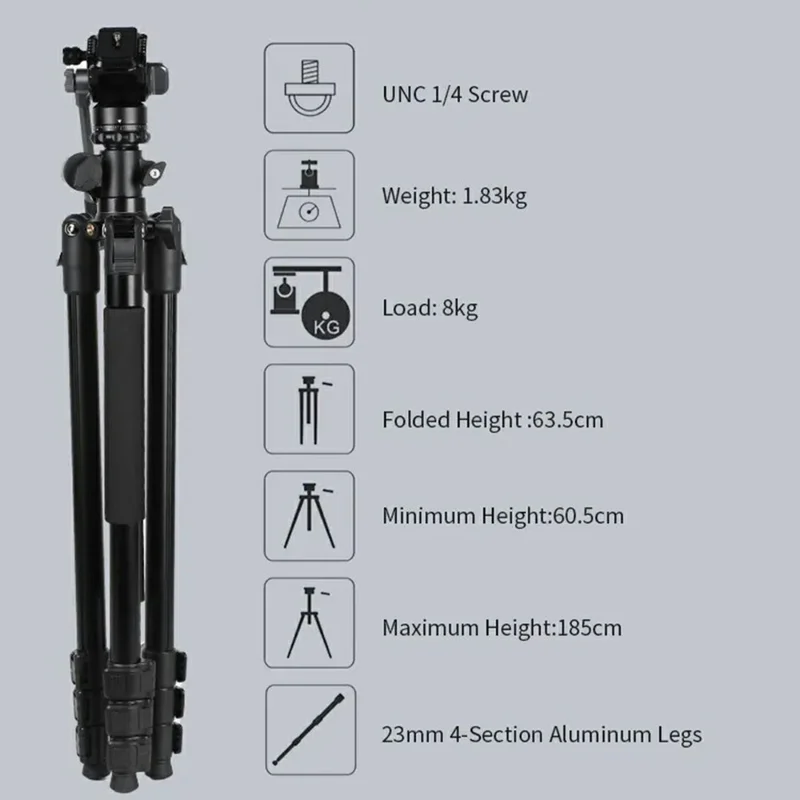 JMARY KS355+HG60 DSLR ILDC Camera 2-in-1 Monopod Tripod 360 Degree Panoramic Ball Head Stand