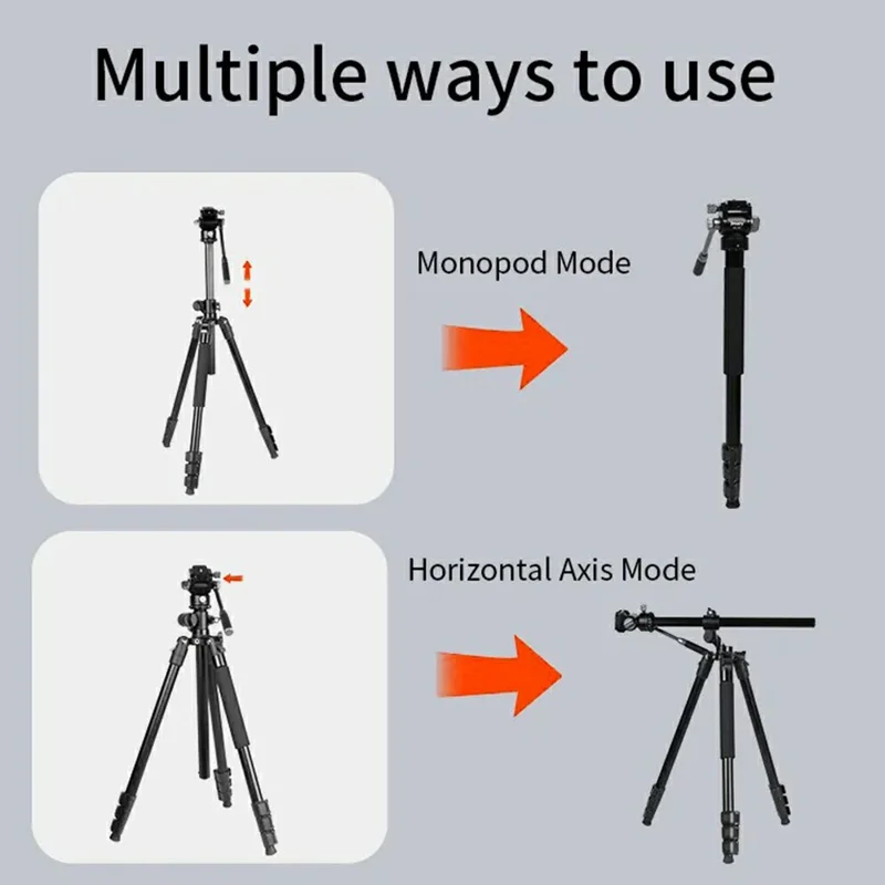 JMARY KS355+HG60 DSLR ILDC Camera 2-in-1 Monopod Tripod 360 Degree Panoramic Ball Head Stand
