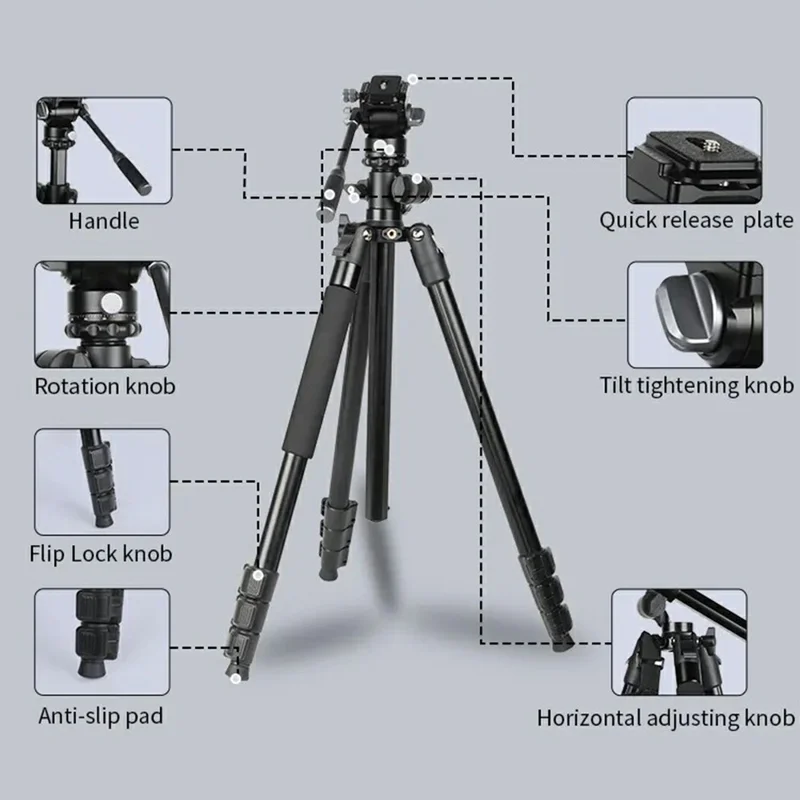 JMARY KS355+HG60 DSLR ILDC Camera 2-in-1 Monopod Tripod 360 Degree Panoramic Ball Head Stand