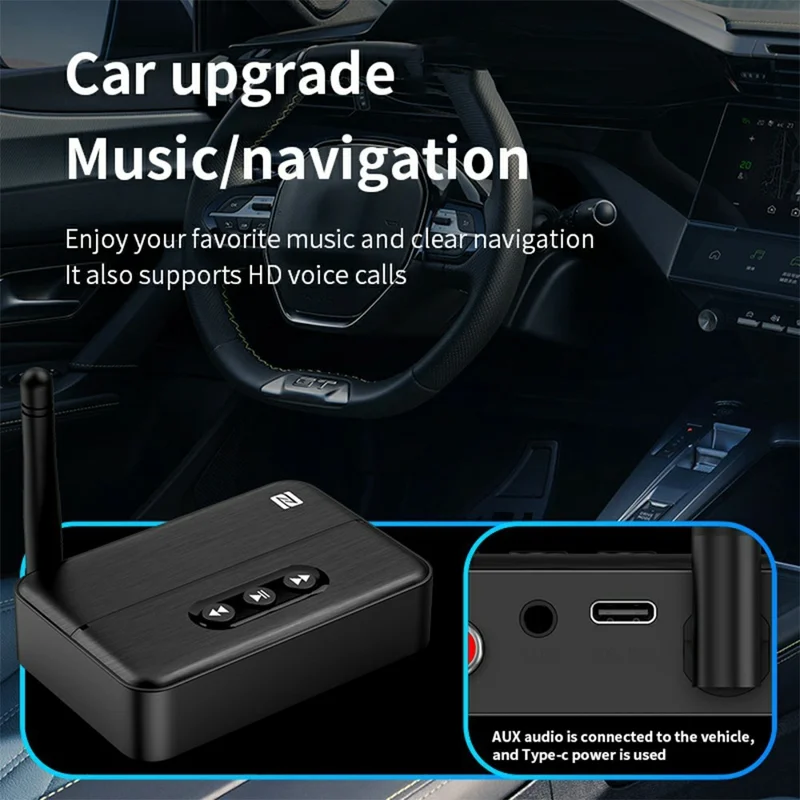 M60 Bluetooth-compatible 5.4 Audio Receiver for Car Home Stereo Hands Free Calling Music Player