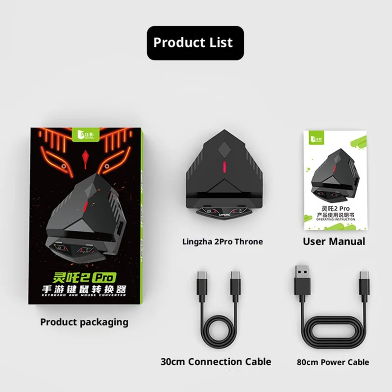 GAMWING Lingzha 2 Pro Gaming Keyboard Mouse Converter Wired + Bluetooth-Compatible Dual Mode Game Adapter for Tablets / Phones PUBG LOL