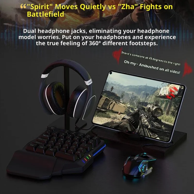 GAMWING Lingzha 2 Pro Gaming Keyboard Mouse Converter Wired + Bluetooth-Compatible Dual Mode Game Adapter for Tablets / Phones PUBG LOL