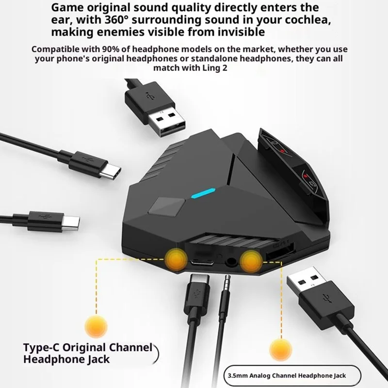 GAMWING Lingzha 2 Pro Gaming Keyboard Mouse Converter Wired + Bluetooth-Compatible Dual Mode Game Adapter for Tablets / Phones PUBG LOL