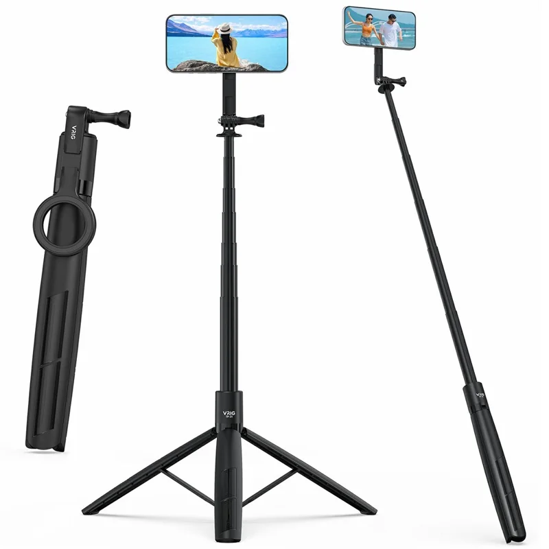 VRIG TP31 لجهاز GoPro / هاتف ذكي متوافق مع MagSafe، عصا سيلفي قابلة للتمديد بـ 7 أقسام وحوامل ثلاثية القوائم