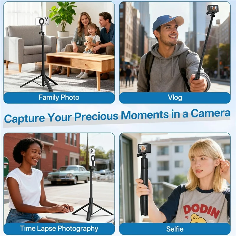 VRIG TP31 لجهاز GoPro / هاتف ذكي متوافق مع MagSafe، عصا سيلفي قابلة للتمديد بـ 7 أقسام وحوامل ثلاثية القوائم