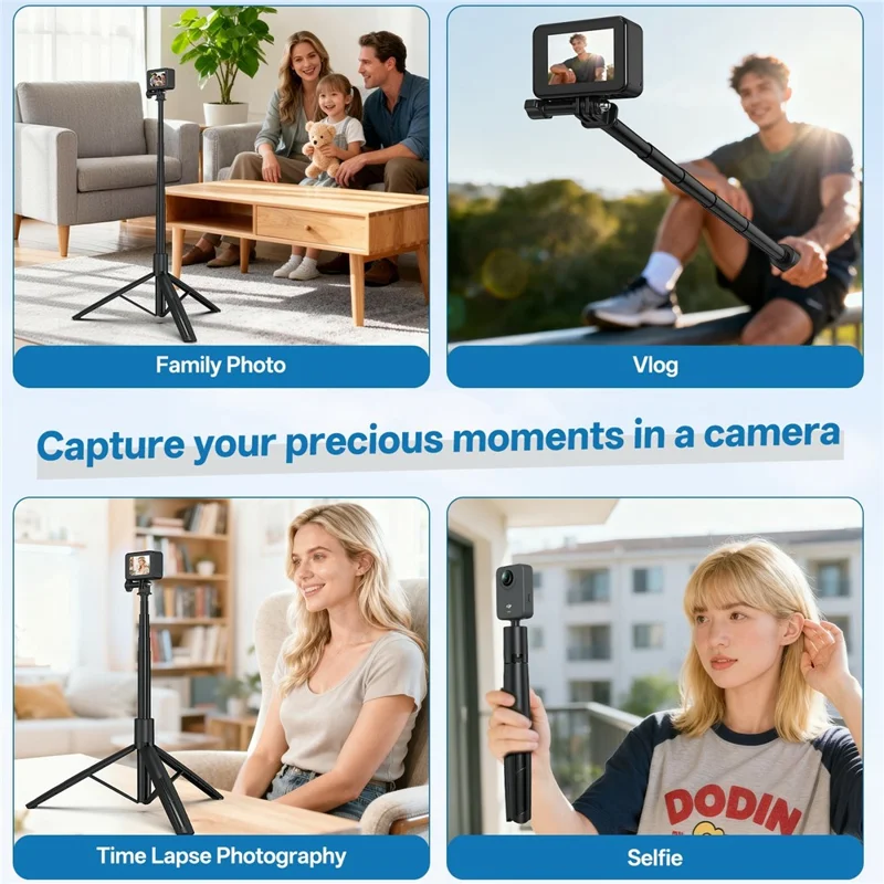 VRIG TP-30 do GoPro / potrójny teleskopowy statyw do telefonu inteligentnego na świeżym powietrzu 180 cm, regulowany wysokośćią drążek do robienia selfie ze statywem z magnetycznym uchwytem