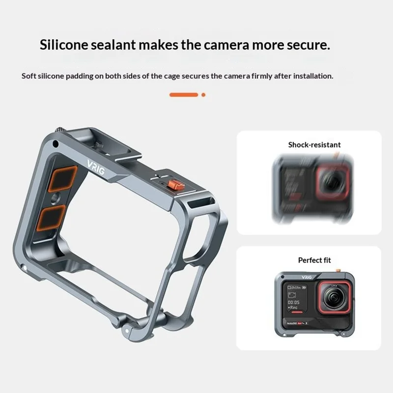 VRIG GA-06 para Insta360 Ace / Ace Pro / Ace Pro 2 Funda de Cámara de Caja Metálica con Sistema de Liberación Rápida y Protección Completa