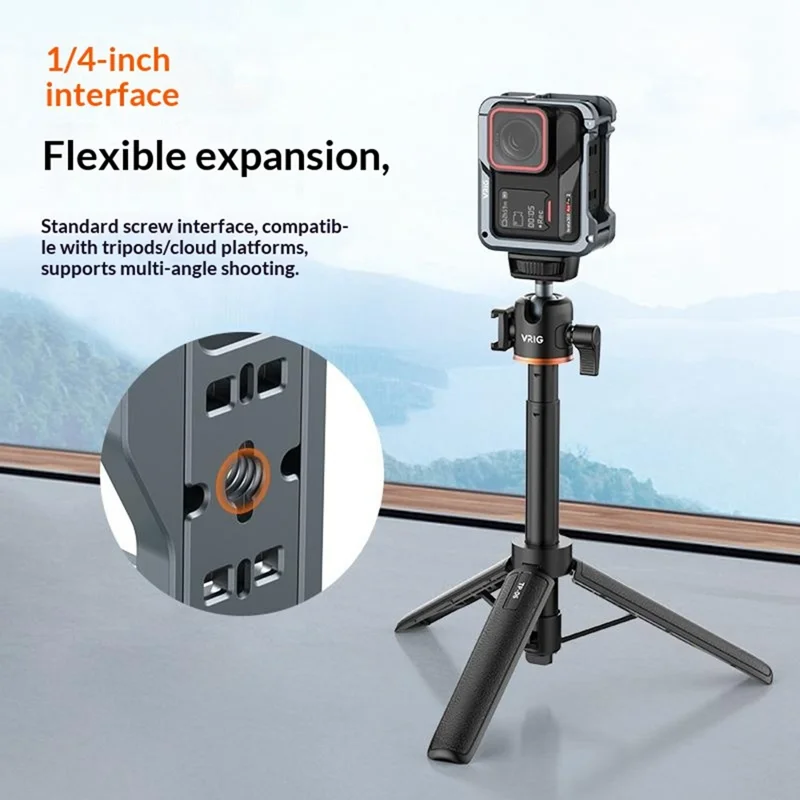 VRIG GA-06 para Insta360 Ace / Ace Pro / Ace Pro 2 Funda de Cámara de Caja Metálica con Sistema de Liberación Rápida y Protección Completa