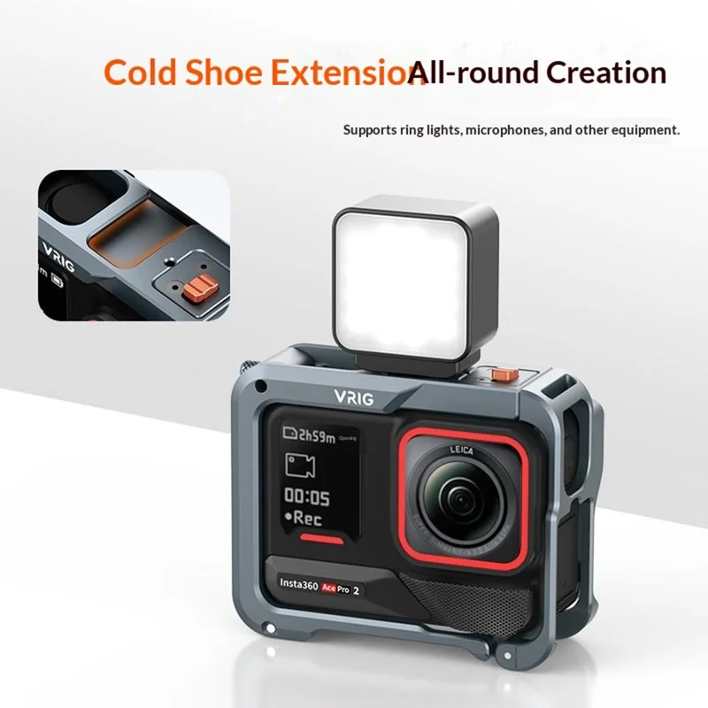 VRIG GA-06 para Insta360 Ace / Ace Pro / Ace Pro 2 Funda de Cámara de Caja Metálica con Sistema de Liberación Rápida y Protección Completa