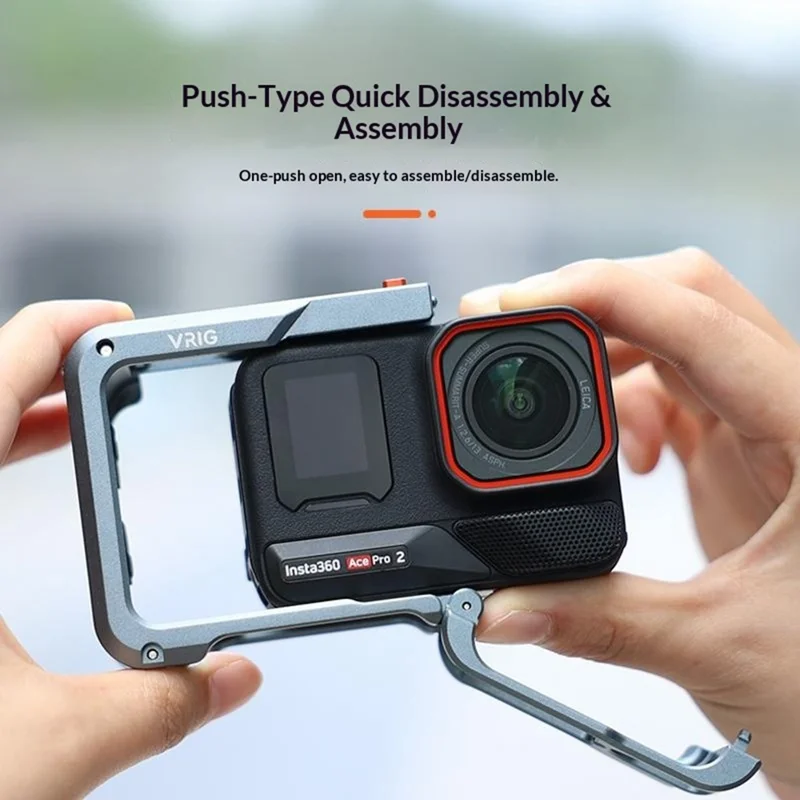 VRIG GA-06 para Insta360 Ace / Ace Pro / Ace Pro 2 Funda de Cámara de Caja Metálica con Sistema de Liberación Rápida y Protección Completa
