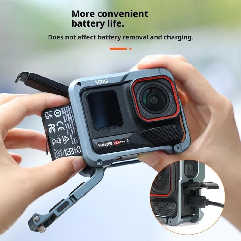 VRIG GA-06 para Insta360 Ace / Ace Pro / Ace Pro 2 Funda de Cámara de Caja Metálica con Sistema de Liberación Rápida y Protección Completa