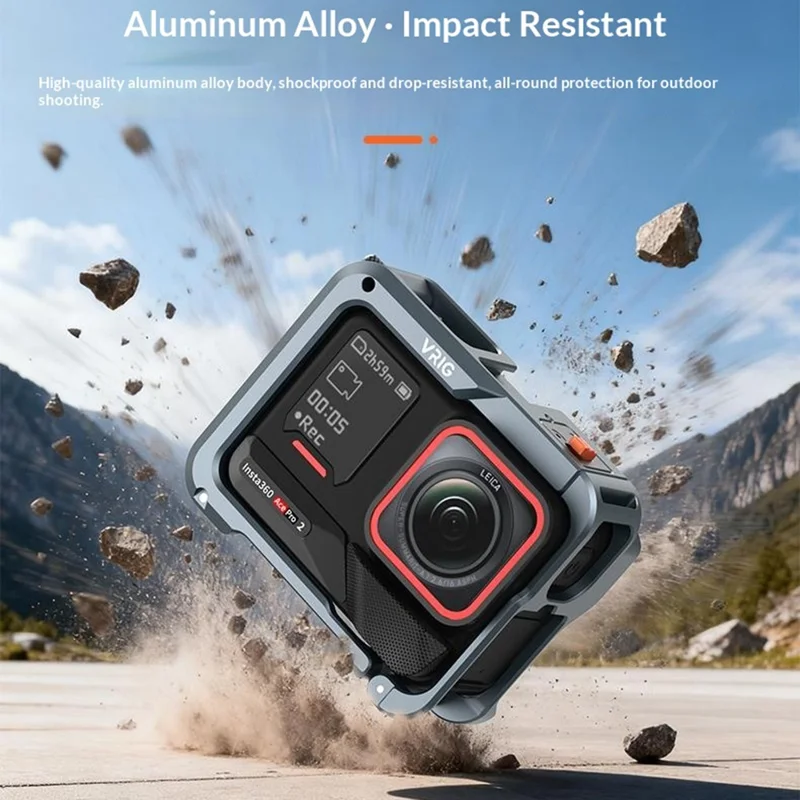 VRIG GA-06 para Insta360 Ace / Ace Pro / Ace Pro 2 Funda de Cámara de Caja Metálica con Sistema de Liberación Rápida y Protección Completa