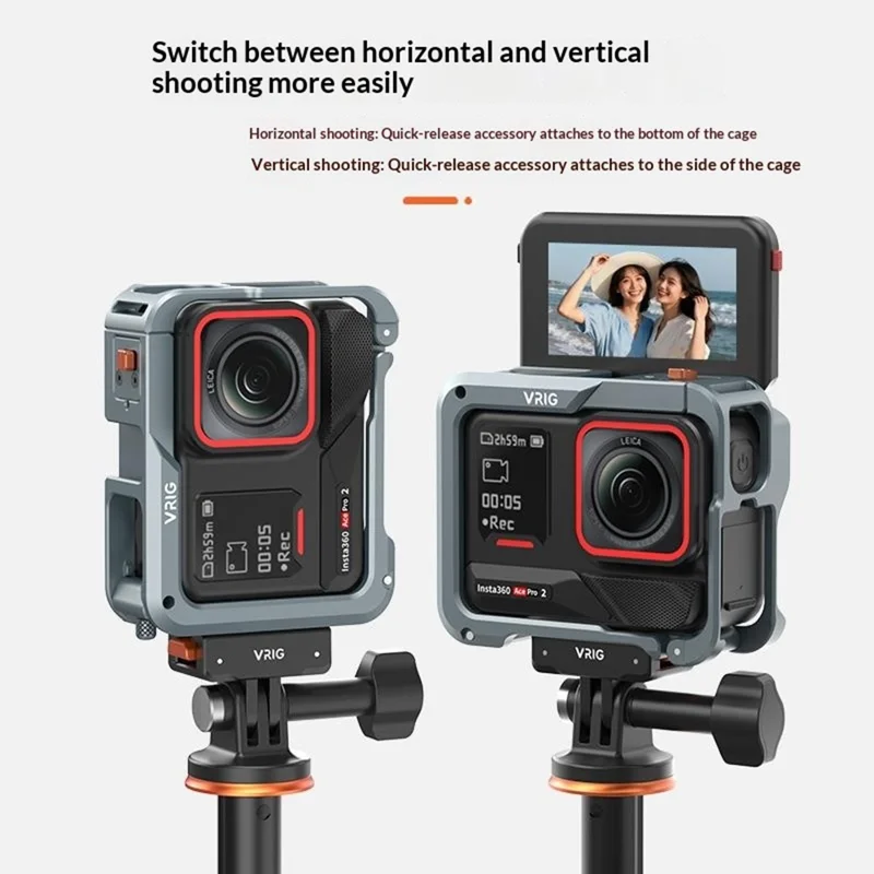 VRIG GA-06 para Insta360 Ace / Ace Pro / Ace Pro 2 Funda de Cámara de Caja Metálica con Sistema de Liberación Rápida y Protección Completa