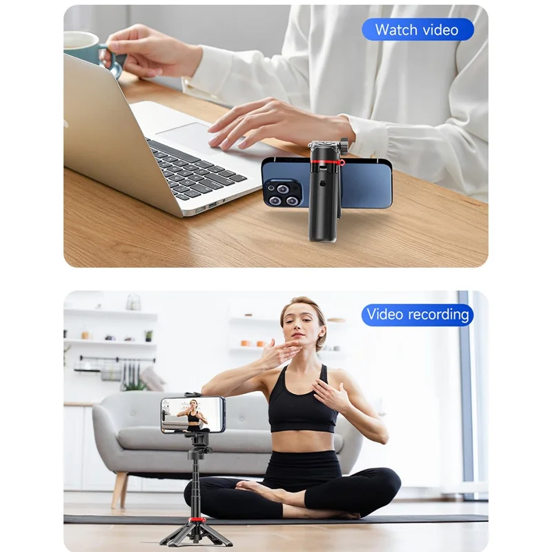 F07 Portabel 410 mm selfiespis med Bluetooth-fjärrkontroll, ministativ med 6-delat teleskopbom