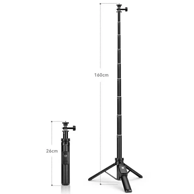 YUNTENG VCT-363 Adjustable Selfie Stick Aluminum Alloy Tripod Stand Bluetooth-Compatible Remote for Smartphone / DJI Pocket 3 Extension Pole