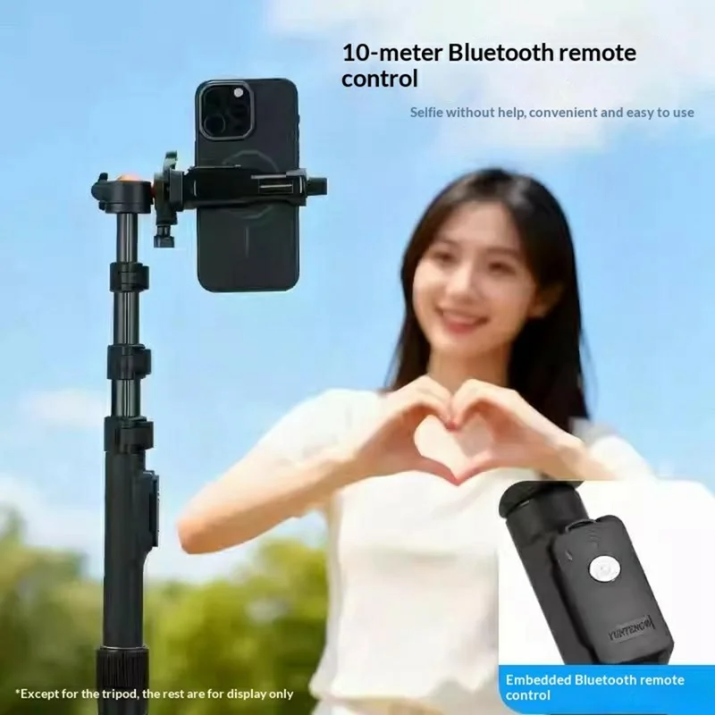YUNTENG VCT-8068 Camera Tripod Stand with Remote, 1.98m Adjustable Phone Holder for Live Streaming