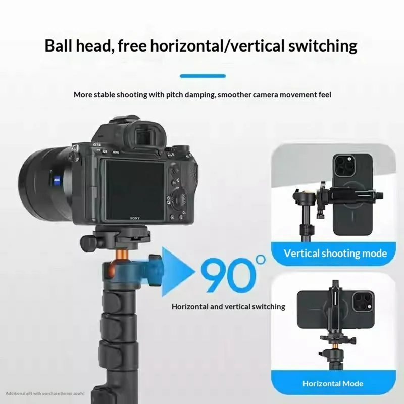 YUNTENG VCT-8068 Camera Tripod Stand with Remote, 1.98m Adjustable Phone Holder for Live Streaming