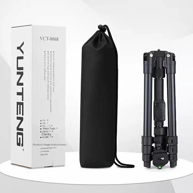 YUNTENG VCT-8068 Camera Tripod Stand with Remote, 1.98m Adjustable Phone Holder for Live Streaming