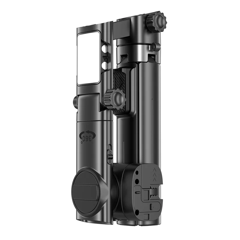 Q37 102cm Extendable AI Gimbal Stabilizer Selfie Stick RGB Beauty Light Tripod for Live Streaming - Black