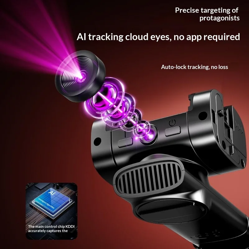 Q37 102cm Extendable AI Gimbal Stabilizer Selfie Stick RGB Beauty Light Tripod for Live Streaming - Black