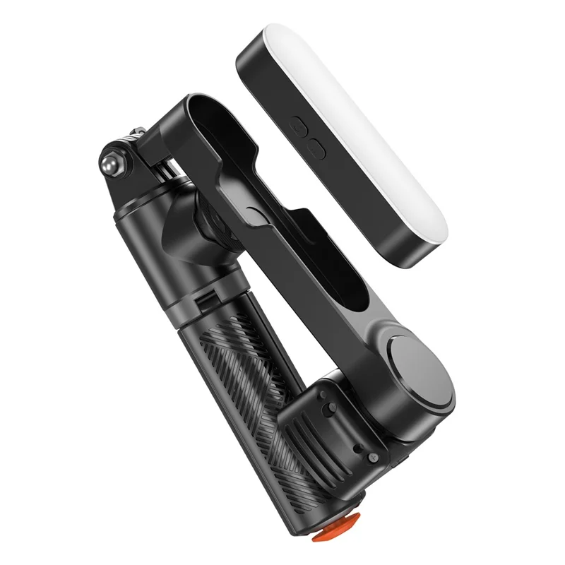 Q34 AI Anti-Shake Selfie Stick Gimbal Stabilizer RGB Beauty Light 71cm Extendable Phone Stand for Live Streaming - Black