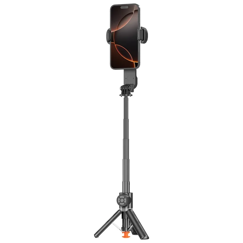 Q34 AI Anti-Shake Selfie Stick Gimbal Stabilizer RGB Beauty Light 71cm Extendable Phone Stand for Live Streaming - Black