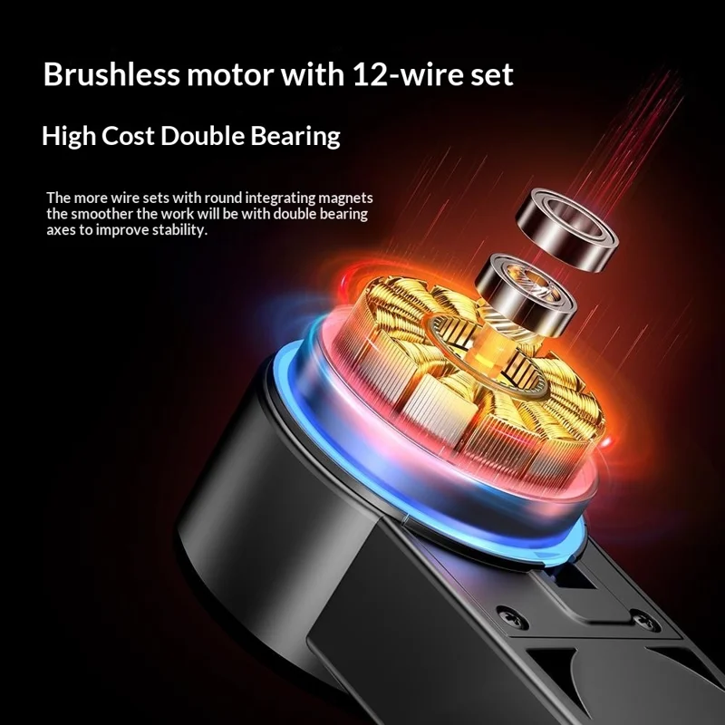 Q34 AI Anti-Shake Selfie Stick Gimbal Stabilizer RGB Beauty Light 71cm Extendable Phone Stand for Live Streaming - Black