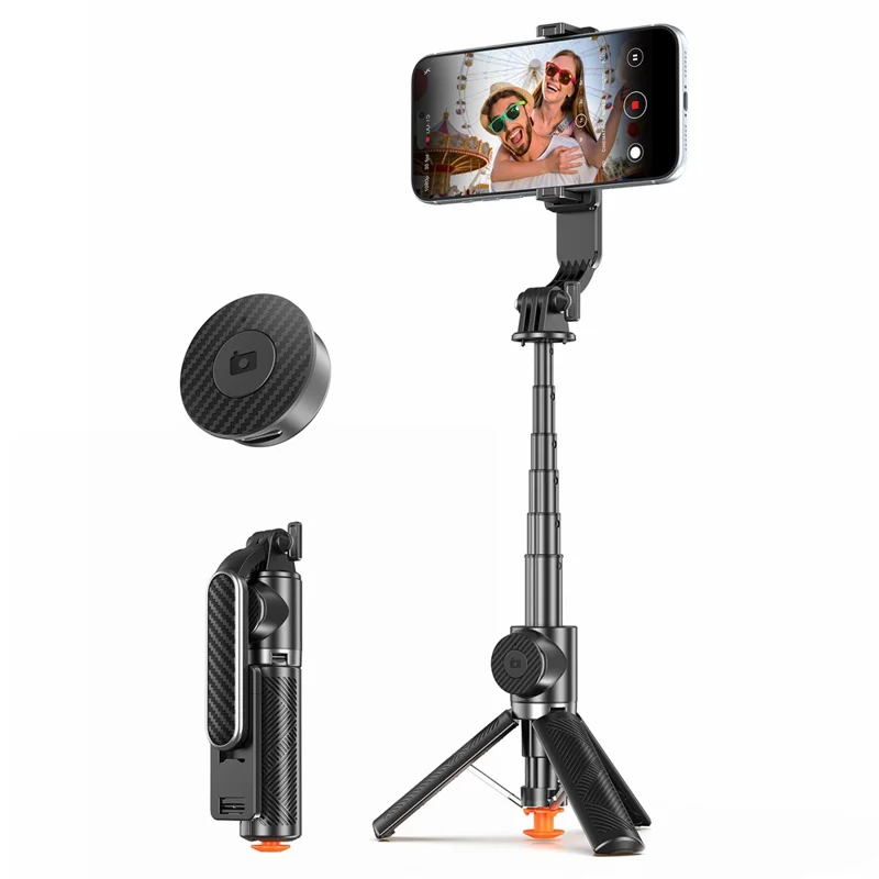 T01 Mini Selfie Stick 69cm Extendable Tripod Bluetooth-compatible Remote Phone Holder Stand for Photography - Black