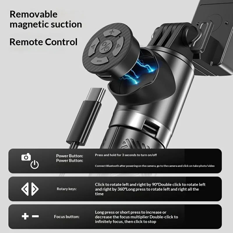 Q39 AI Gimbal Stabilizer Selfie Stick with RGB Fill Light Phone Stabilizer for Video Recording, YouTube - Black