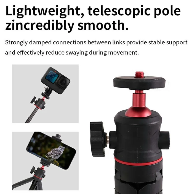 Y039 2 in 1 Telescopic Selfie Stick 360 Degree Rotating Panoramic Gimbal Mini Tripod for Camera Photography - Black