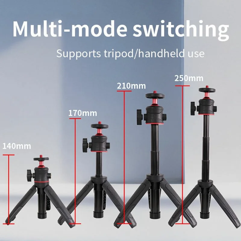 Y039 2 in 1 Telescopic Selfie Stick 360 Degree Rotating Panoramic Gimbal Mini Tripod for Camera Photography - Black