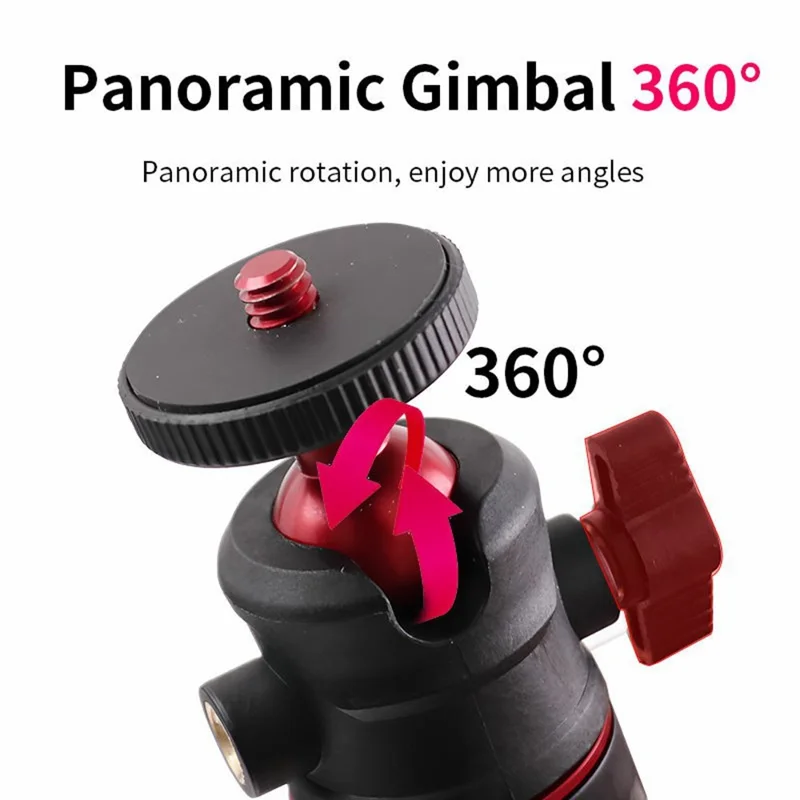 Y039 2 in 1 Telescopic Selfie Stick 360 Degree Rotating Panoramic Gimbal Mini Tripod for Camera Photography - Black