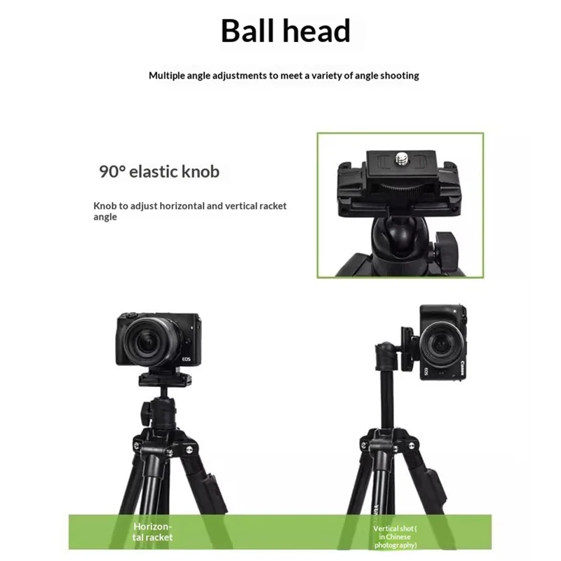YUNTENG VCT-6109 Stativ Overhead Live-streaming 3-i-1 sæt med vandret arm, Bluetooth-kompatibel fjernbetjening og telefonholder til kamera, DSLR, systemkamera og smartphone