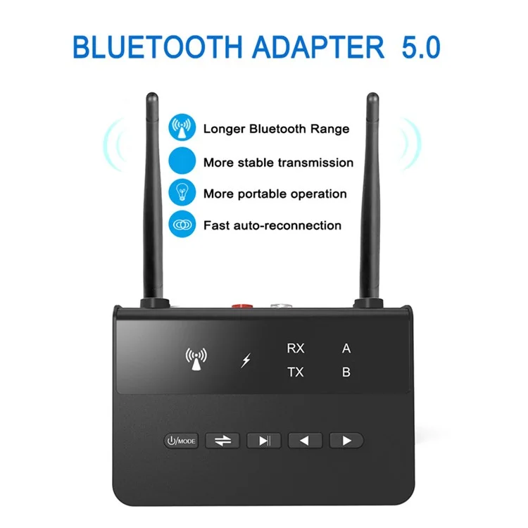 WB2 Wireless Receiver Transmitter 2 in 1 Bluetooth-compatible 5.0 Adapter with Dual Antenna for TV Speaker Phone Tablet PC