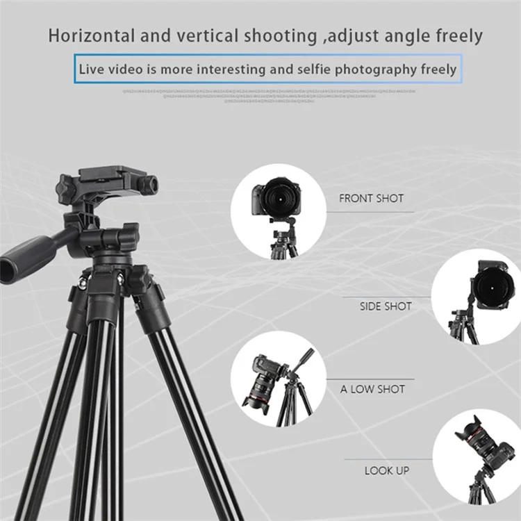 Q162 4-Section Telescopic Tripod Stand with 360° Swivel Pan Head for DSLR SLR Camera Phone