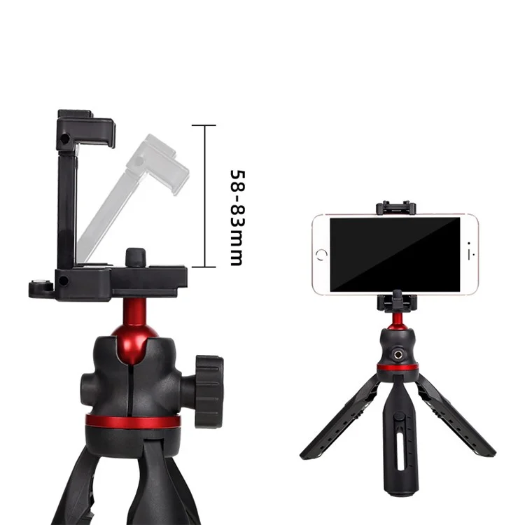 XILETU XBT1 Adjustable Height Mini Desktop Tripod with Folded Phone Holder