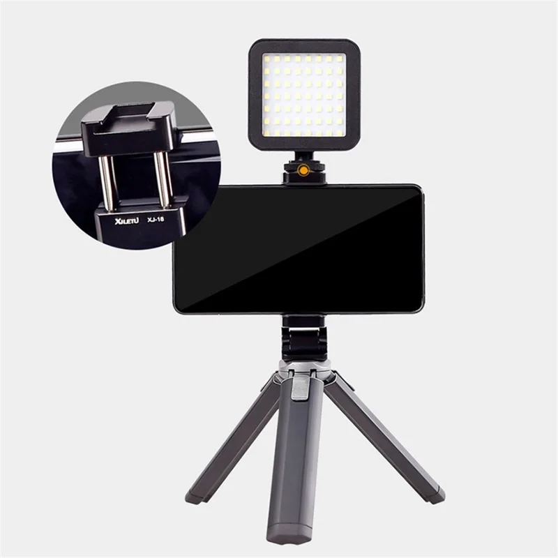 XILETU XJ18+XTD20 Two-Stage Desktop Tripod with 360 Degree Phone Holder for SLR Camera Mobile Phone