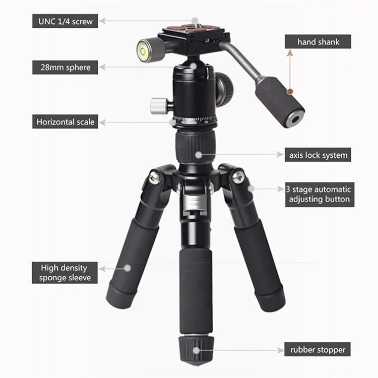 Típode de Escritorio Xiletu FM5C Con Cabezal de Pelota Para Nikon Canon DSLR Camera Smart Smartphone