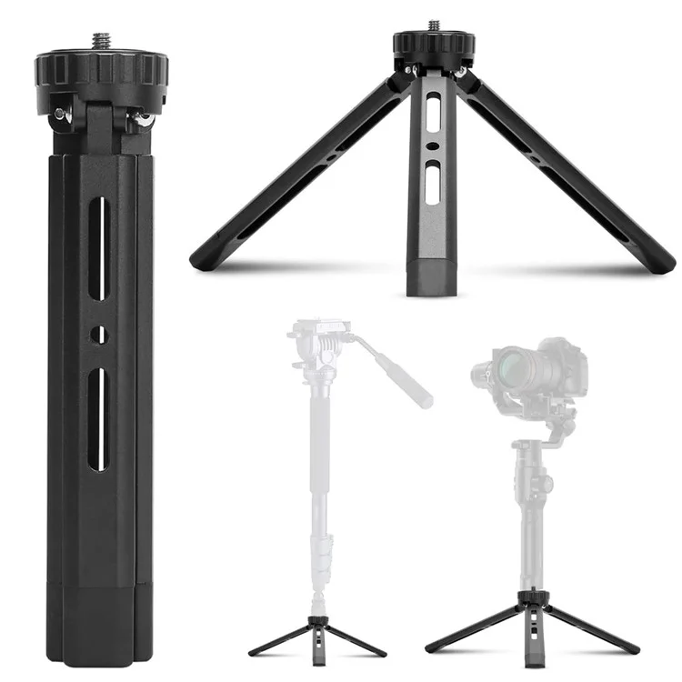 Treppiede mini in lega di alluminio con foro filettato da 1/4 e 2 fessure di espansione per supporto per fotocamera, smartphone, luce LED e stabilizzatore
