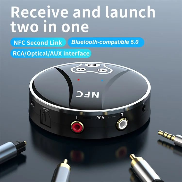 BT-18 Bluetooth 5.0 Adattatore NFC Sensing Zero Delay HD Stereo Sound 2 in 1 Ricevitore Trasmettitore Accessori auto per Speaker/Headset