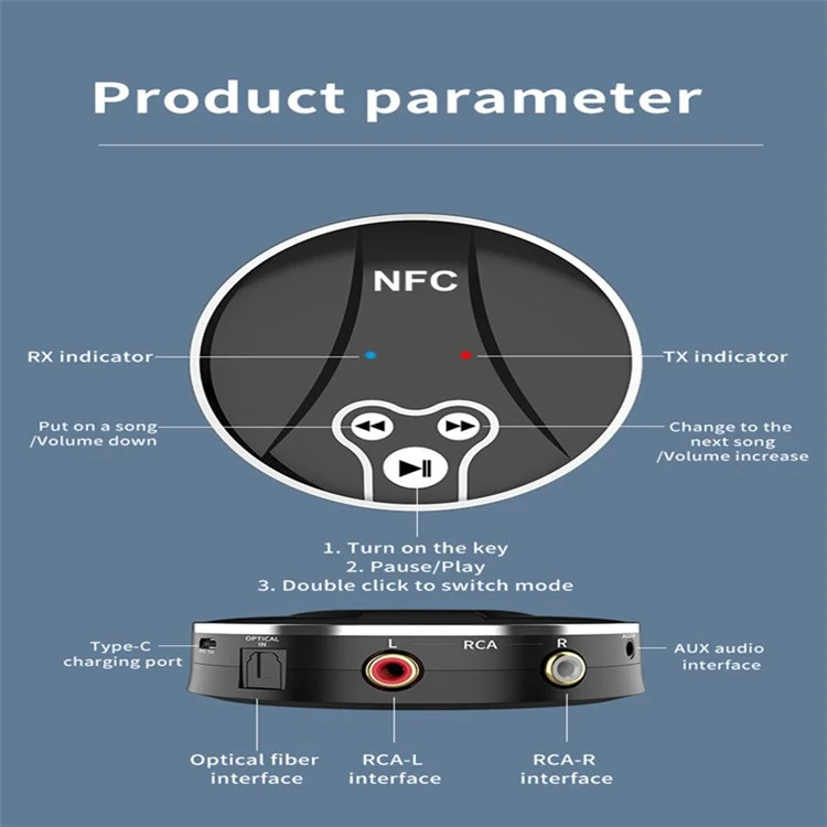BT-18 Bluetooth 5.0 Adattatore NFC Sensing Zero Delay HD Stereo Sound 2 in 1 Ricevitore Trasmettitore Accessori auto per Speaker/Headset