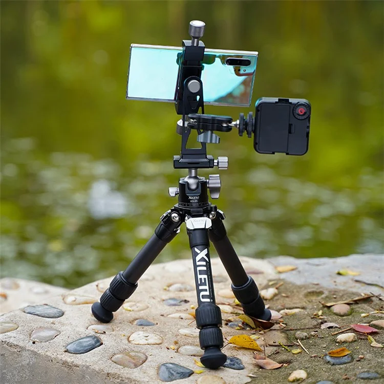 XILETU XLS223C+XG25 Portable Retractable Tripod Holder Stand for DSLR Mirrorless Camera