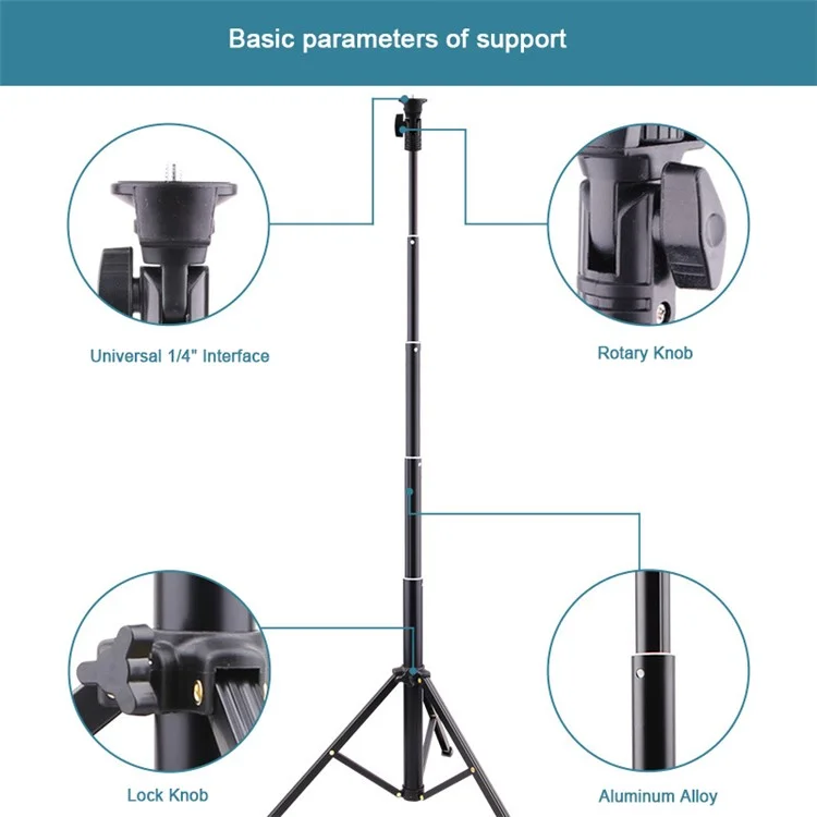 T9 5-teiliger 140 cm Teleskop-Selfie-Stick Handyhalterung Live-Streaming-Stativ mit Handyklammer + Bluetooth-Fernbedienung + Aufbewahrungstasche