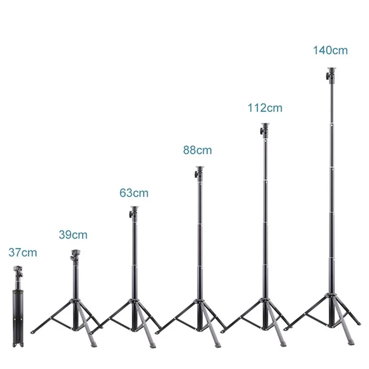 T9 5-teiliger 140 cm Teleskop-Selfie-Stick Handyhalterung Live-Streaming-Stativ mit Handyklammer + Bluetooth-Fernbedienung + Aufbewahrungstasche