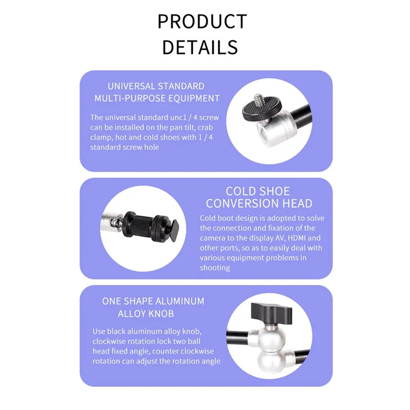 7 inch Rotatable Camera Mount LCD Monitor Foldable Flexible Arm with 1/4" Screw for SLR Camera/Fill Light