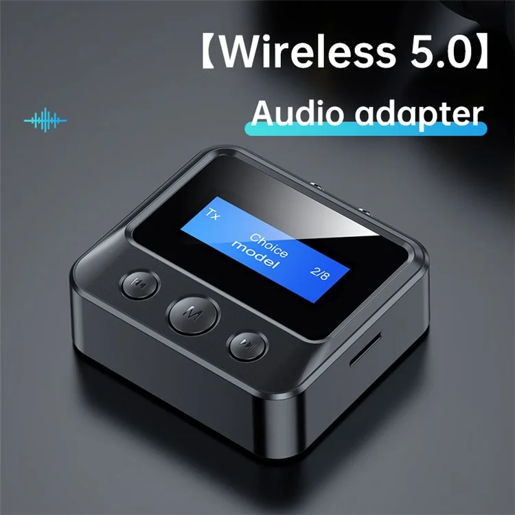 C39S Bluetooth-compatible 5.0 Wireless Audio Receiver Transmitter Adapter with LCD Display Supports TF Card MP3 Player (CE)