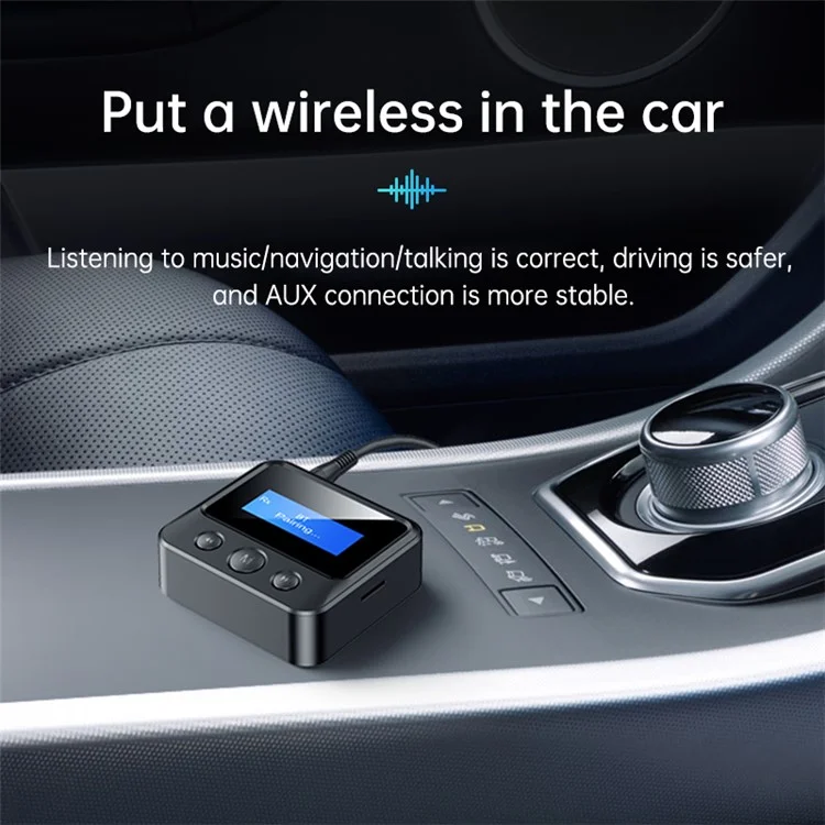 C39S Bluetooth-compatible 5.0 Wireless Audio Receiver Transmitter Adapter with LCD Display Supports TF Card MP3 Player (CE)
