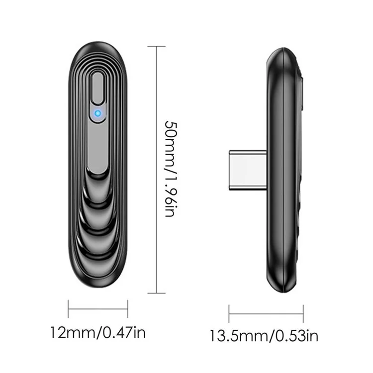 T12 Type-C Bluetooth-compatible 5.0 Audio Transmitter Portable Wireless Converter with Type-C to USB Adapter for Nintendo Switch/PS4/PC (CE)
